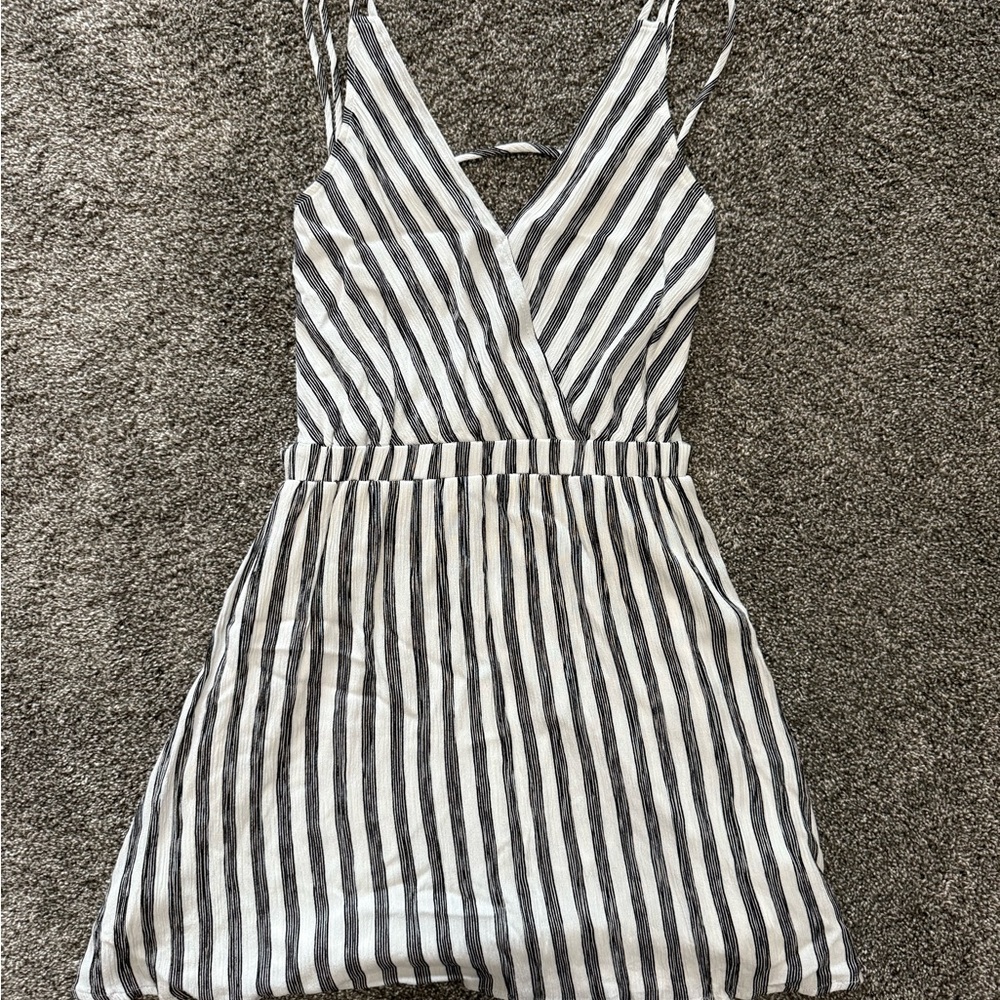 Lulu's Black and White Striped Mini Dress